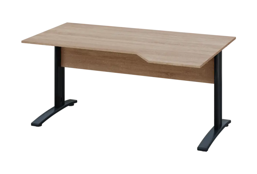 EZK 28 - 164 stůl kancelářský, rohový, pravý, kovová podnož černá, deska 25 mm, široký 1600 mm, dub bardolino